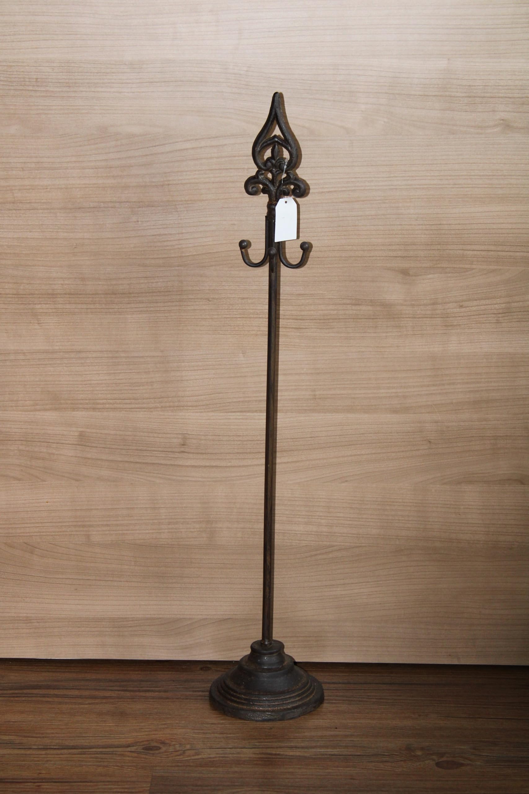 Kranzhalter aus Metall mit 4 Haken, dunkelbraun, shabby-chic, H 75 cm