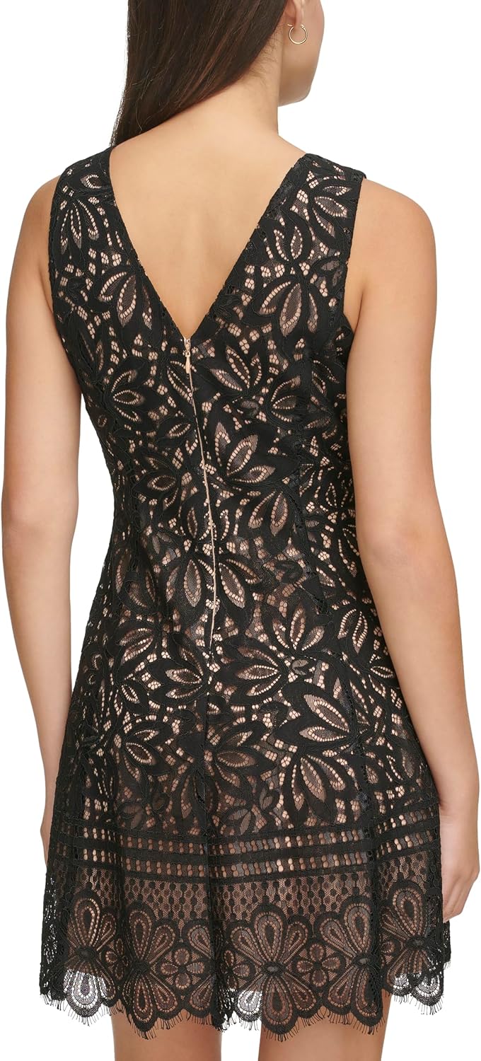 Kensie Womens Sleeveless Fit & Flare Lace Mini Dress - Image 3