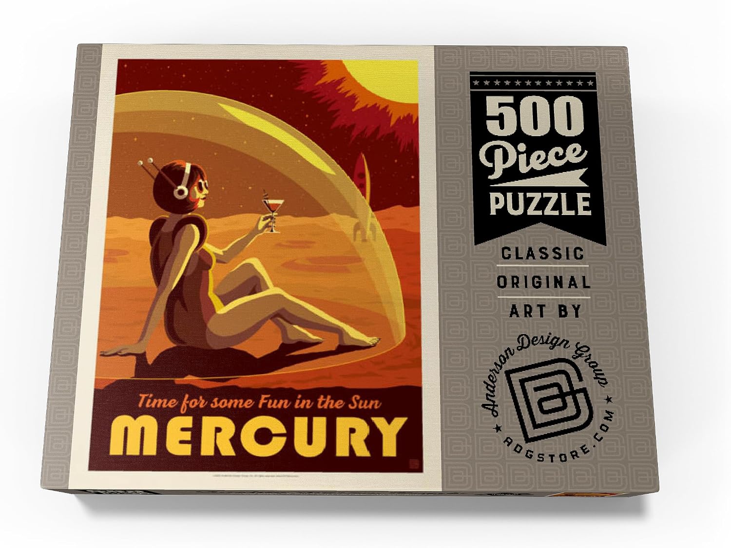 MyPuzzle Mercury: Fun in The Sun, Vintage Poster - Premium 500 Piece Jigsaw Puzzle for Adults