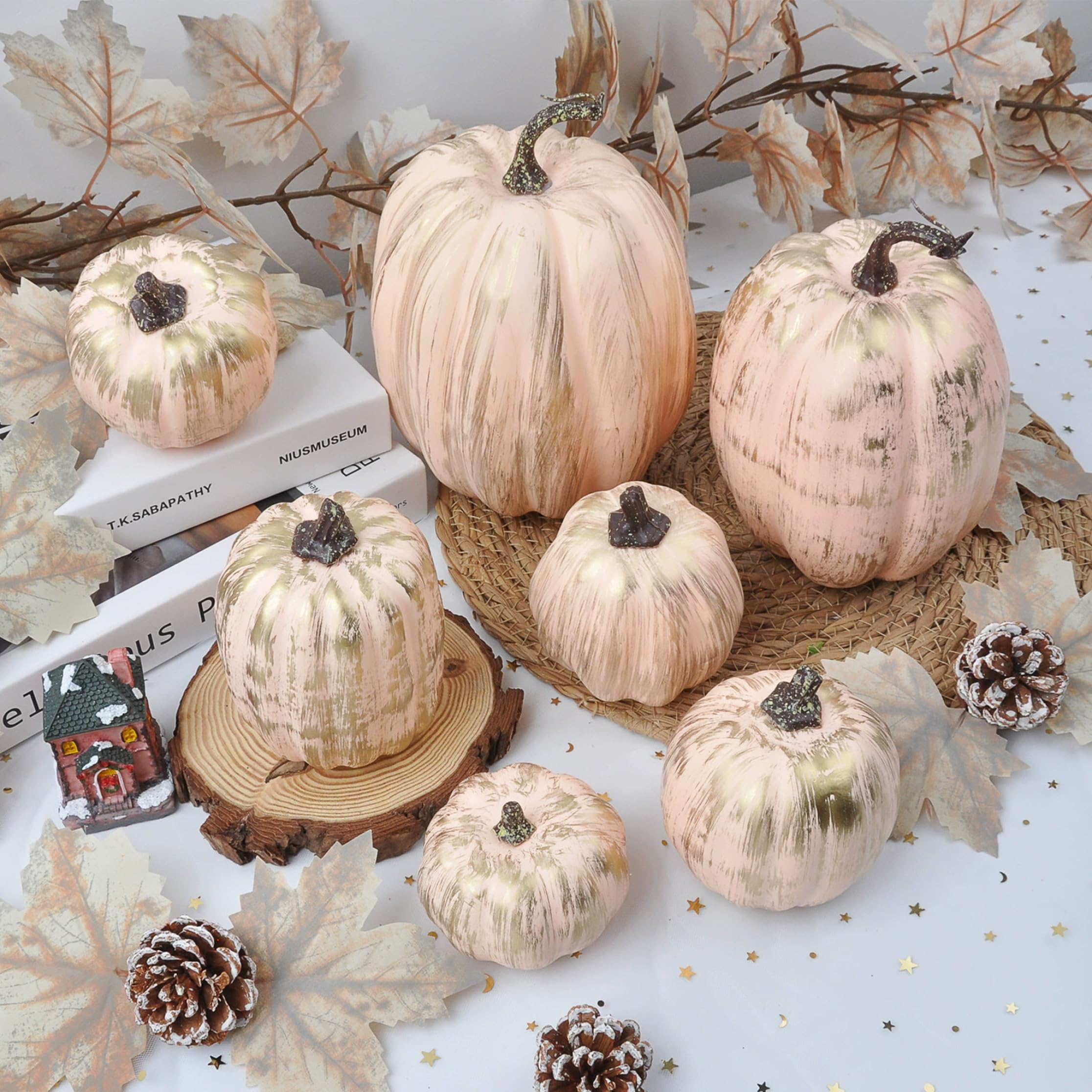 Decorazioni con zucca di Halloween: zucche artificiali in 7 misure assortite 3
