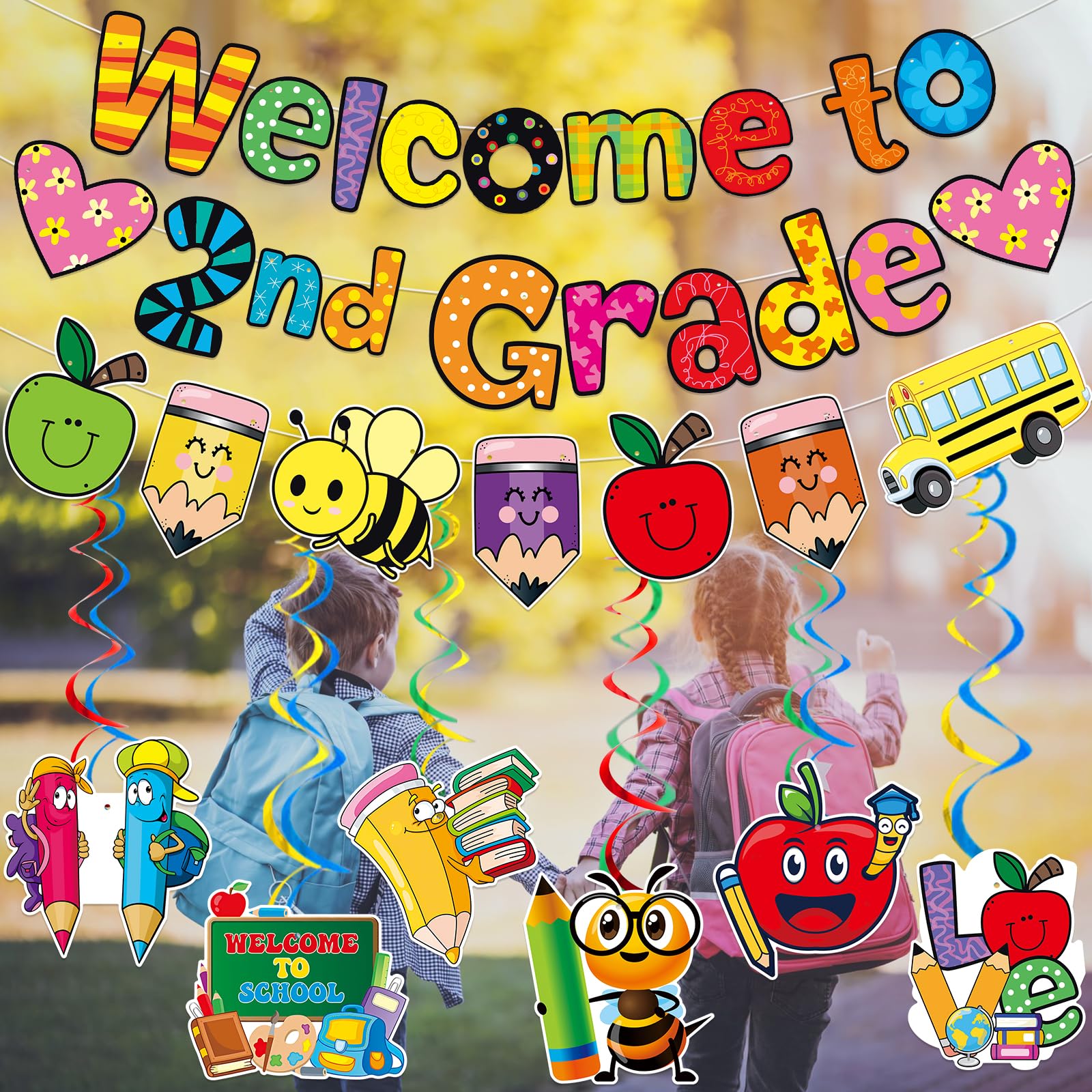 „Welcome To 2nd Grade“ Banner – Set Mit Girlande & Deko, Für Klassenzimmer & Schulanfang