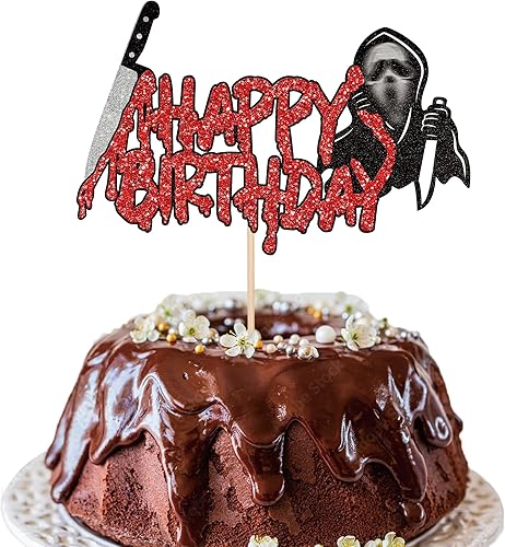 Rsstarxi 1 paquete de decoración de pastel de cumpleaños Have a Killer para Halloween, feliz cumpleaños, decoración de pastel de película de terror,