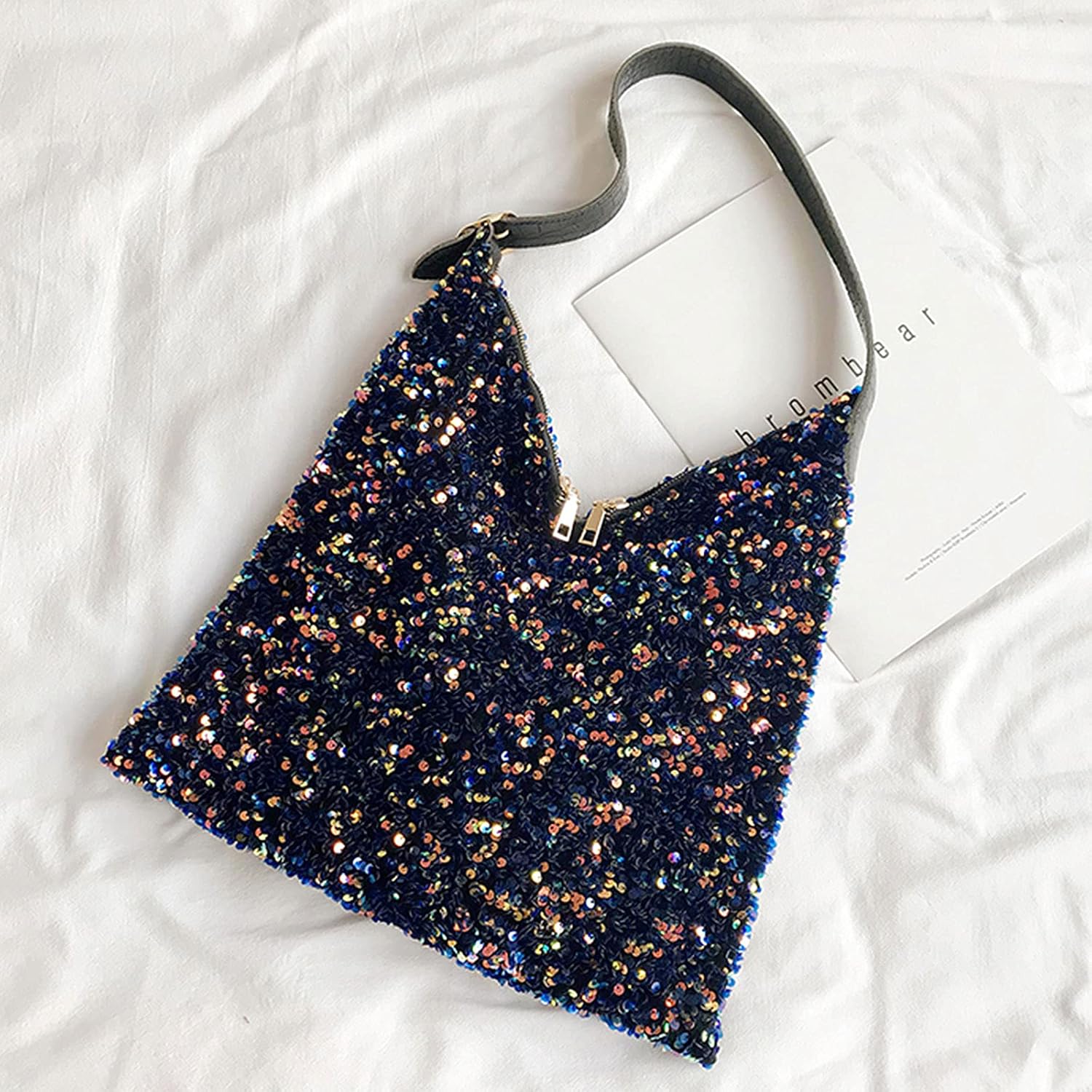 Women Glitter Sequin Shoulder Tote Bag Girls Large Capacity Shiny Shopping Bag Pouch - Image 5