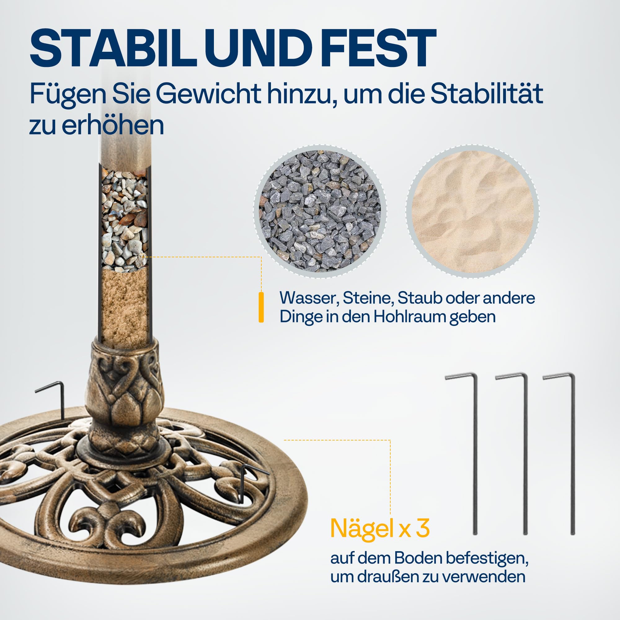 VIVOHOME Vogeltränke 71cm hoch Polyresin leicht antike Optik für Außenbereich - 4