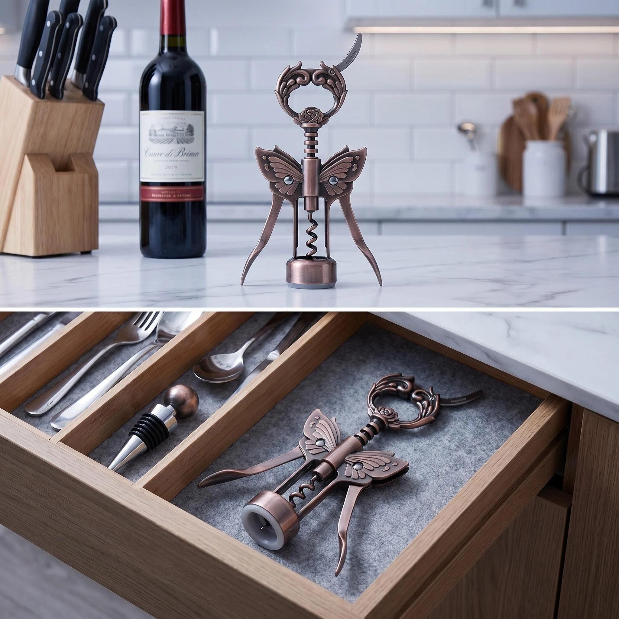 3-in-1 Zinc Alloy Wine Opener - Bronze -7