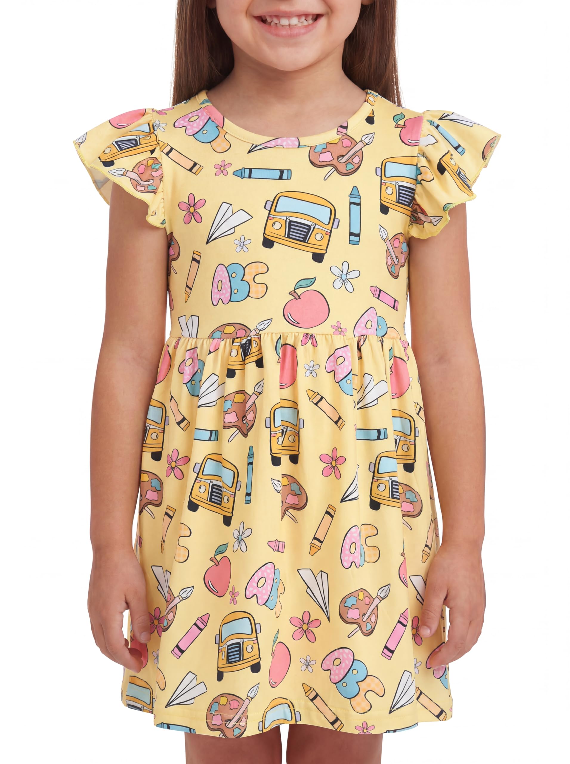 Unique Baby Girls' Short Sleeve Everyday Printed Dresses for Kid and Toddler, Sizes 2T-12Y