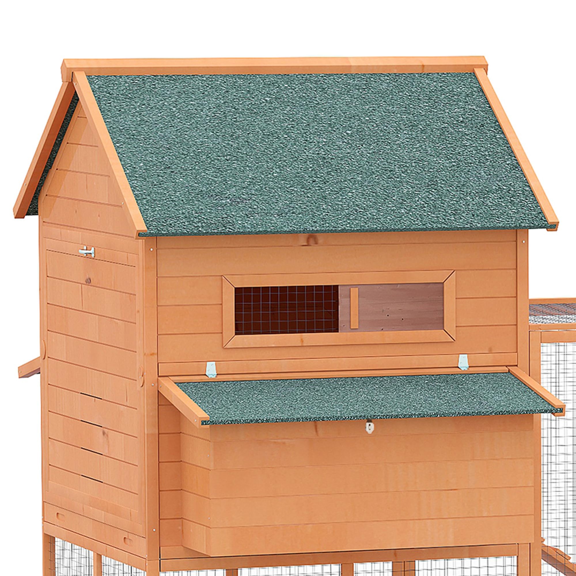PawHut Gallinero de Madera Grande Exterior 347x160x150 cm para 4-6 Gallinas con 2 Nidos, Corral, Techo Asfáltico
