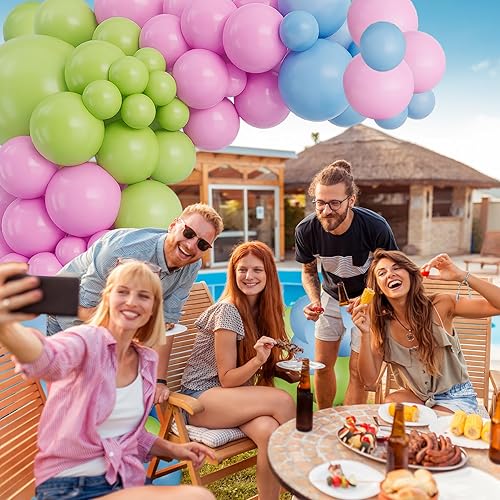Miniatura 6 de Blue and Pink Balloon Arch Garland Kit-Lime Green Balloon Latex Light Blue Balloon 132Pcs for Birthday,Graduation,Picnic,Baby Shower,Christmas Party