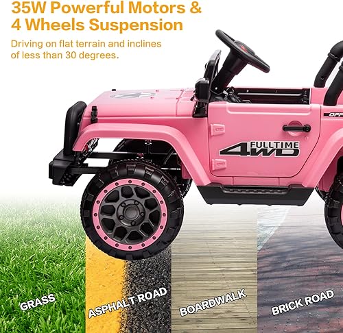 Miniatura 7 de Modern-Depo Auto eléctrico de 12 V para niños con control remoto, calcomanías de bricolaje, MP3, luces LED, puertas de función completa, suspensión