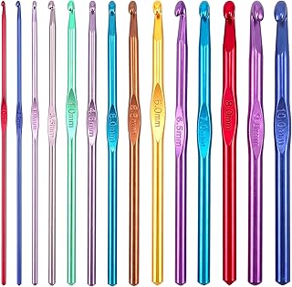 Bitone Lot de crochets à tricoter, 14 pièces en aluminium multicolore, kits de crochet pour débutants adultes, crochets en aluminium avec prise ergonomique pour les mains arthritiques, cadeau de