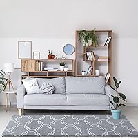 Vista 3 de Chicrug Shag Alfombra de Pasillo Geométrica Moderna para Dormitorio, 2 x 6 pies, de espuma viscoelástica, alfombra de pasillo para interiores