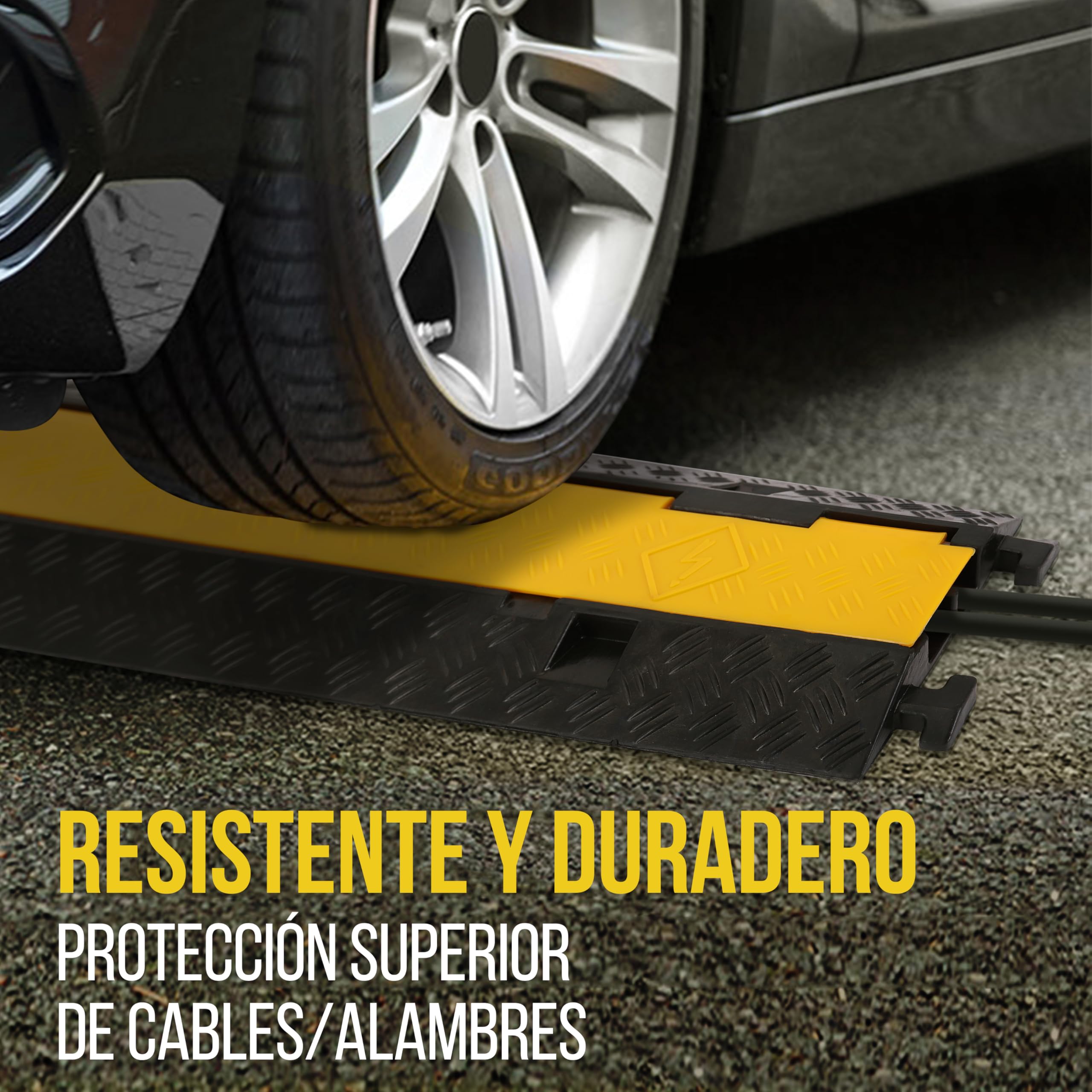 Pyle Cubre Cables Suelo, Pasacable, Canaleta, Interiores, Exteriores, Soporte de 907kgs, Tapa Superior Abatible, Diseño de 2 Canales, Protector de mangueras de Alta Resistencia, Seguro
