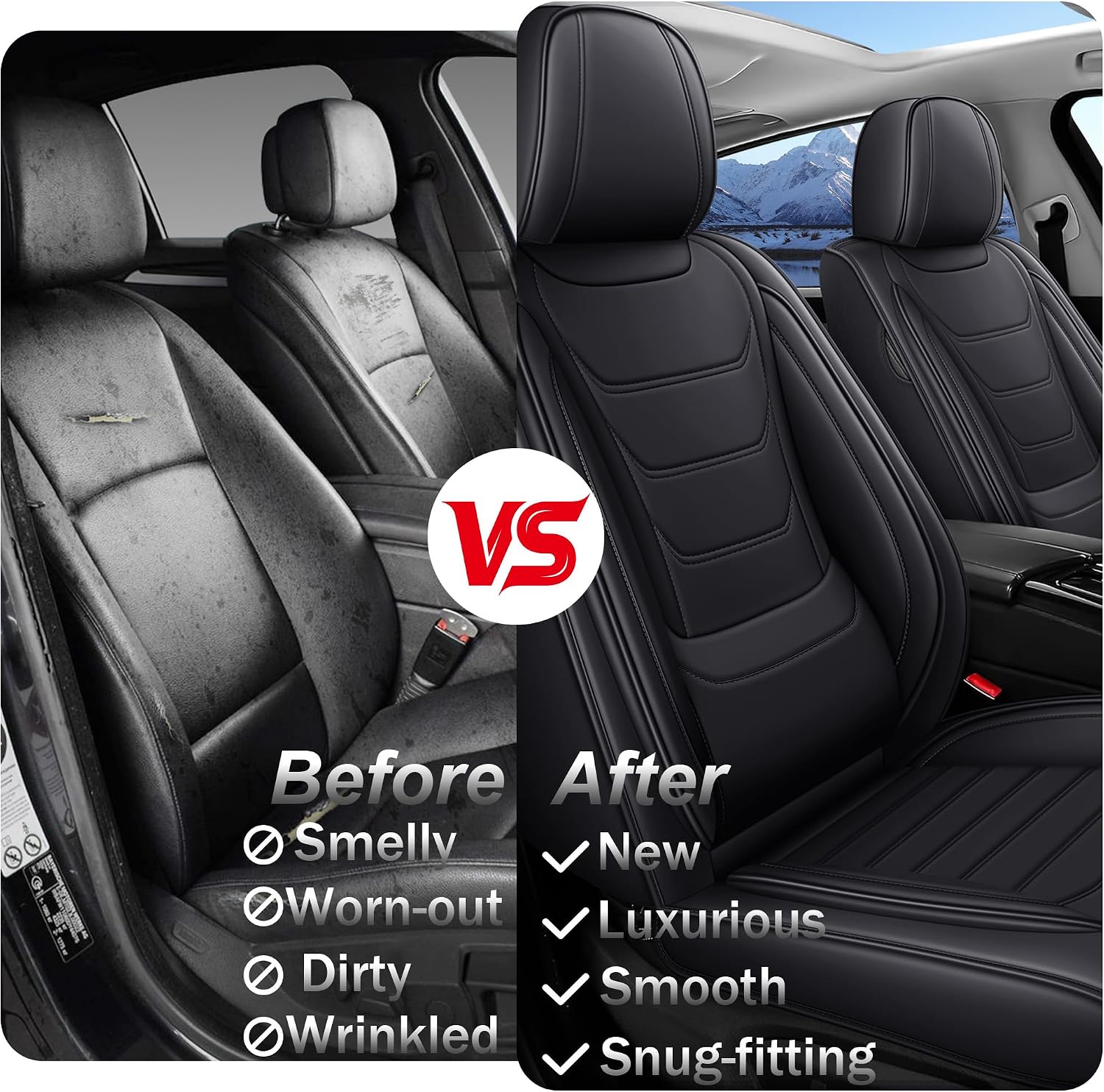 Leather Seat Covers Fit for Toyota Venza 2009-2026 Breathable Waterproof Stylish Car Seat Cover Automotive Interior Accessories(Full Set Black)