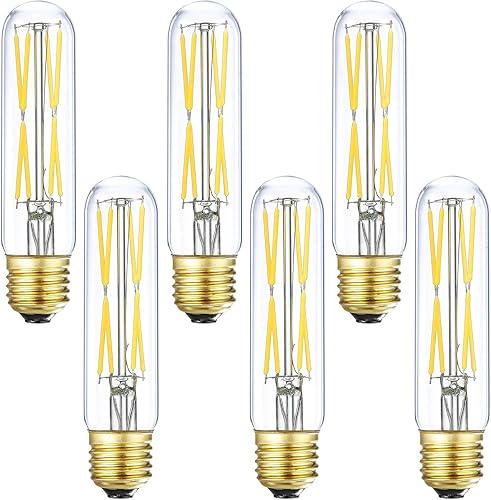 Bombilla LED T10, bombillas tubulares LED regulables de 8 W, equivalente a 75-100 vatios, 850 lm, vidrio transparente, bombilla base E26, para
