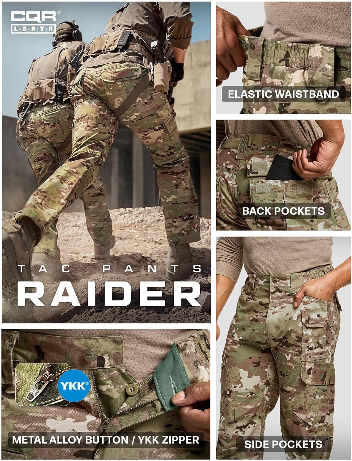 CQR Men's Tactical Pants, Water Resistant Ripstop Cargo Pants, Lightweight EDC Work Hiking Pants, Outdoor Apparel - Image 6