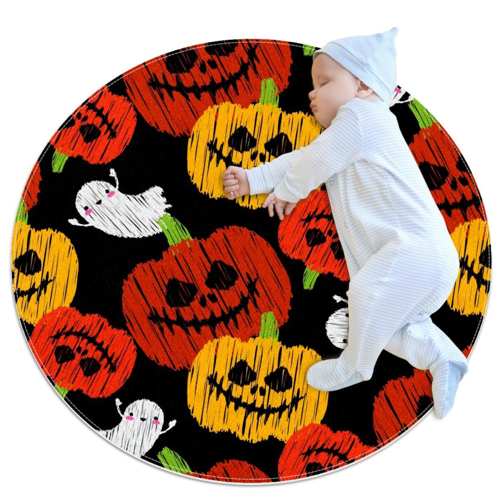 Tapis antidérapant Halloween rond 100cm pour chambre enfant et salon