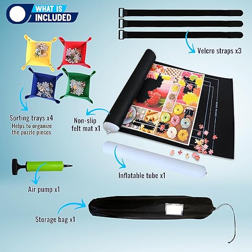 Miniatura 10 de Tapete de rompecabezas negro de 2000 piezas enrollable, diseño único, tablero de rompecabezas portátil para adultos y niños, ahorro de rompecabezas