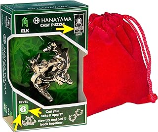 ELK Hanayama Brain Teaser, Level 6, with RED Velveteen Drawstring Pouch - Bundled Item
