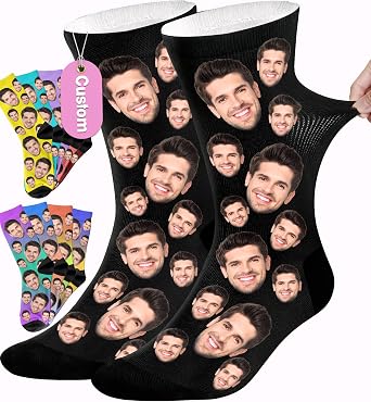 Artsadd Custom Face Socks - Funny Personalized Socks with Picture - Gifts for Men, Dad, Fathers Day, Birthday