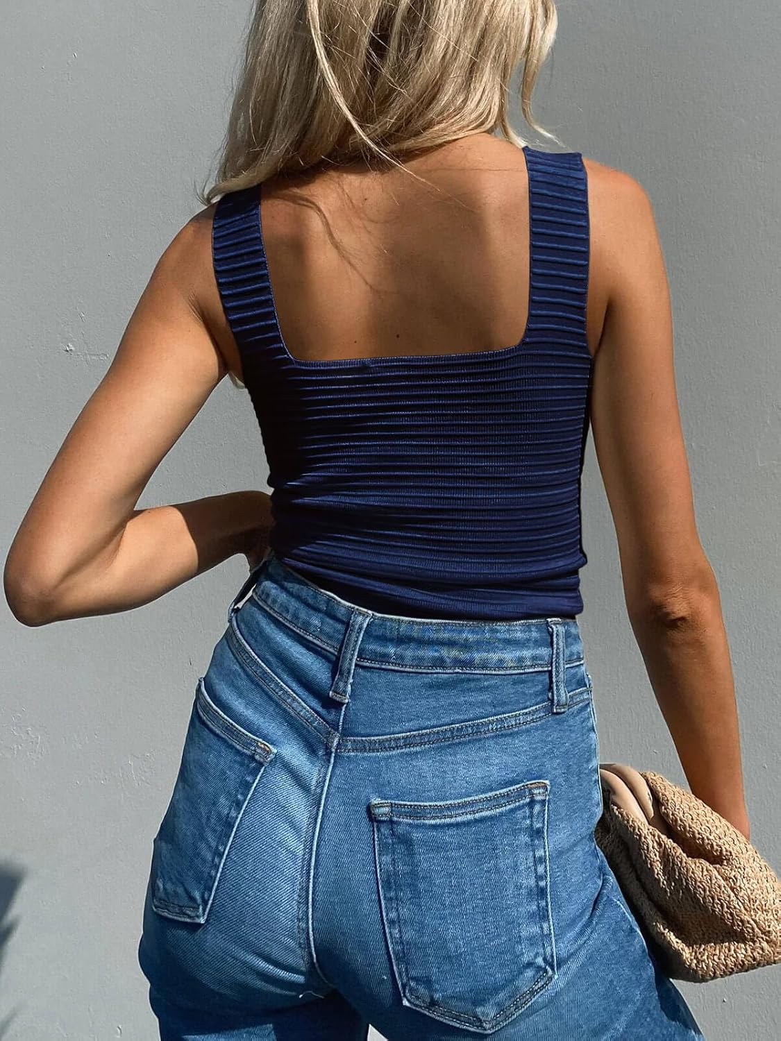 BZB Womens Ribbed Tank Tops 2026 Summer Sleeveless Square Neck Shirts Casual Slim Fitted Knit Shirts - Image 4