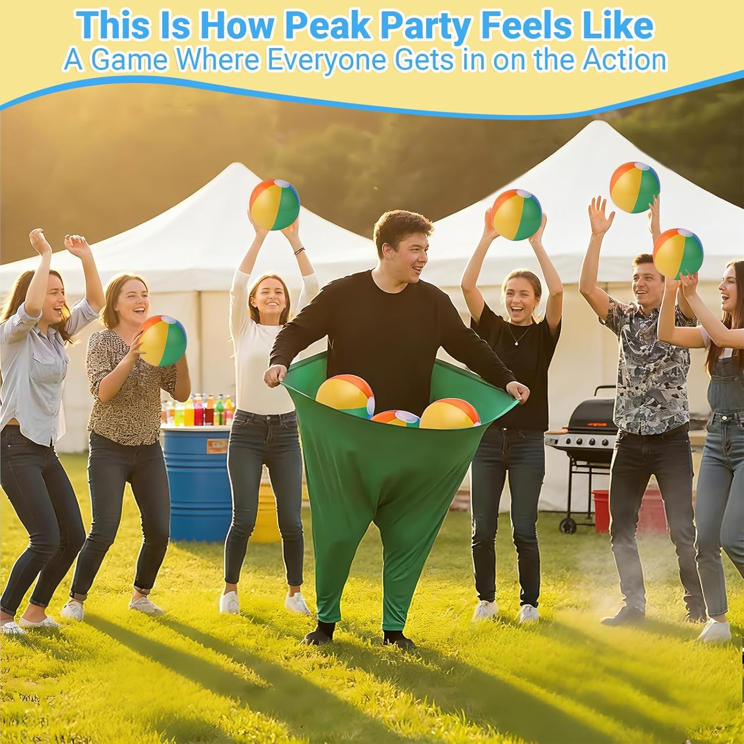 Granny Pants Yard Game Sets,4Pcs Granny Pants Equipped with 20 Bouncy Balls and 2 Pump,Outdoor Games for Adults and Family,Granny Pants Game for Garden Party and Field Day.