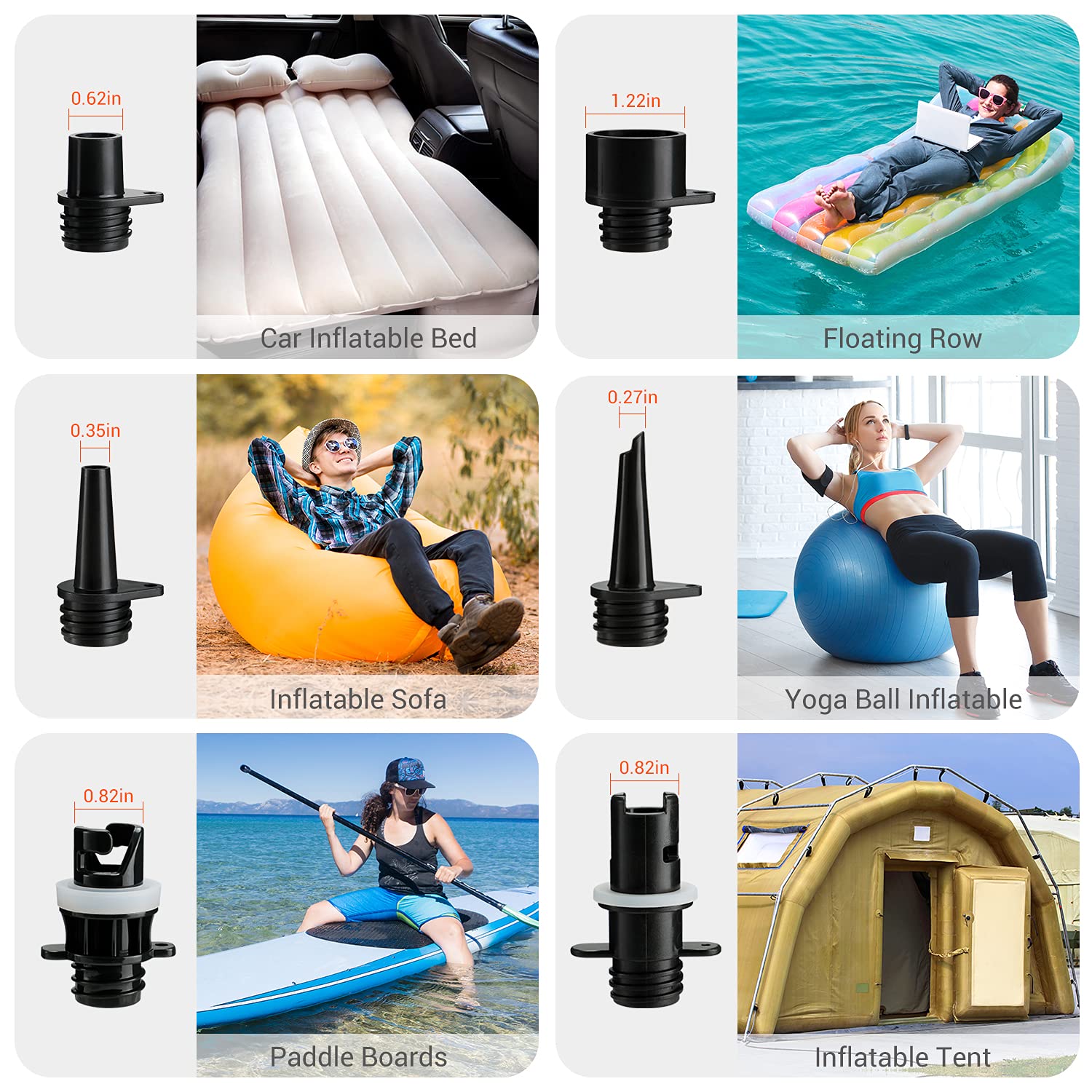 Dr.meter Elektryczna pompa SUP, 6000 mAh, ładowalna, dwustopniowa, automatyczna pompka powietrza z akumulatorem, 2 porty USB, 6 dysz i torba do przechowywania SUP, latawca, namiotu, materaca, kajaków