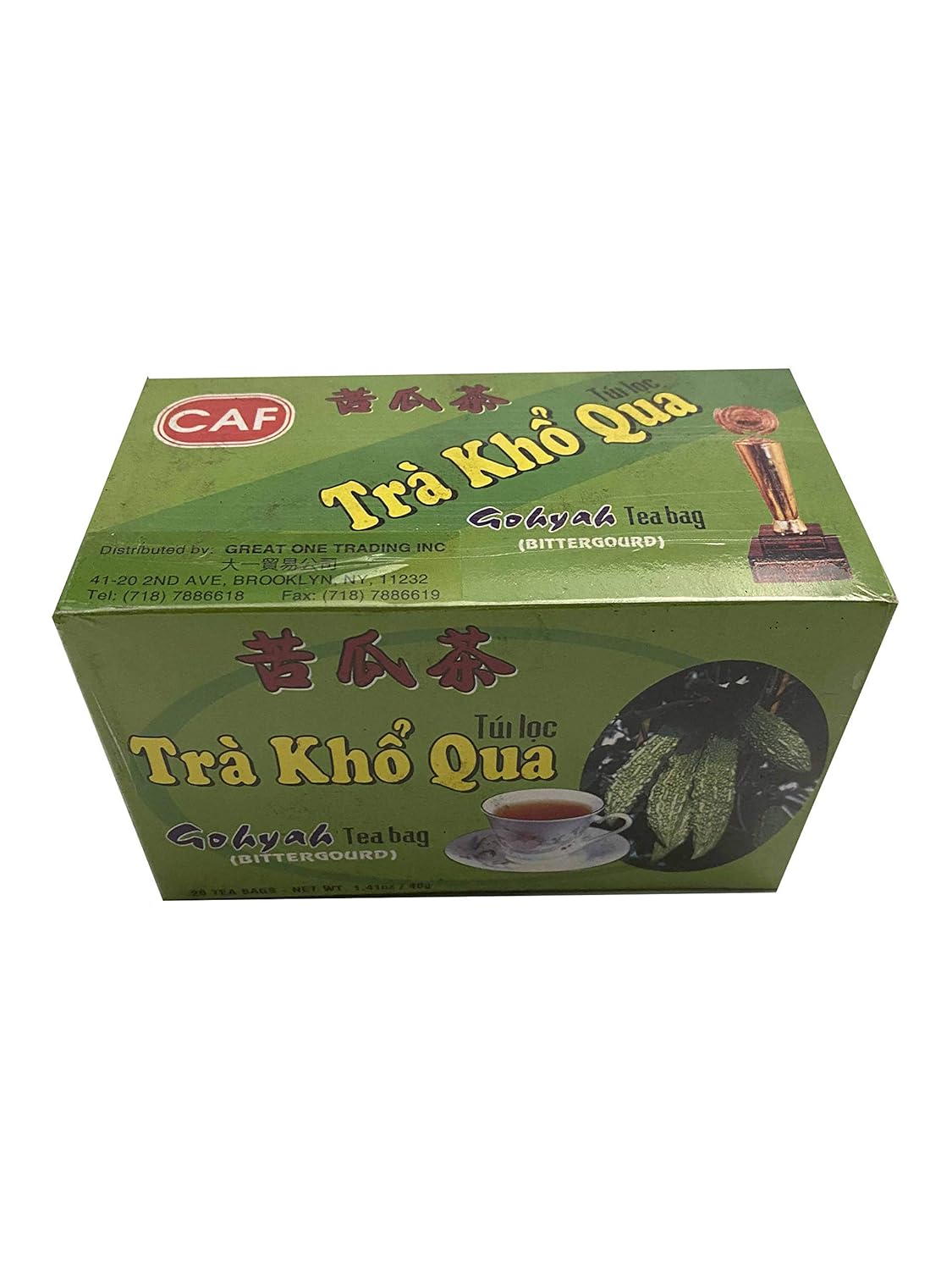 Premium Gohyah Tea Bags (BitterGourd Tea), BITTER MELON TEA - 2.8oz, 1 box (20 bags per box)