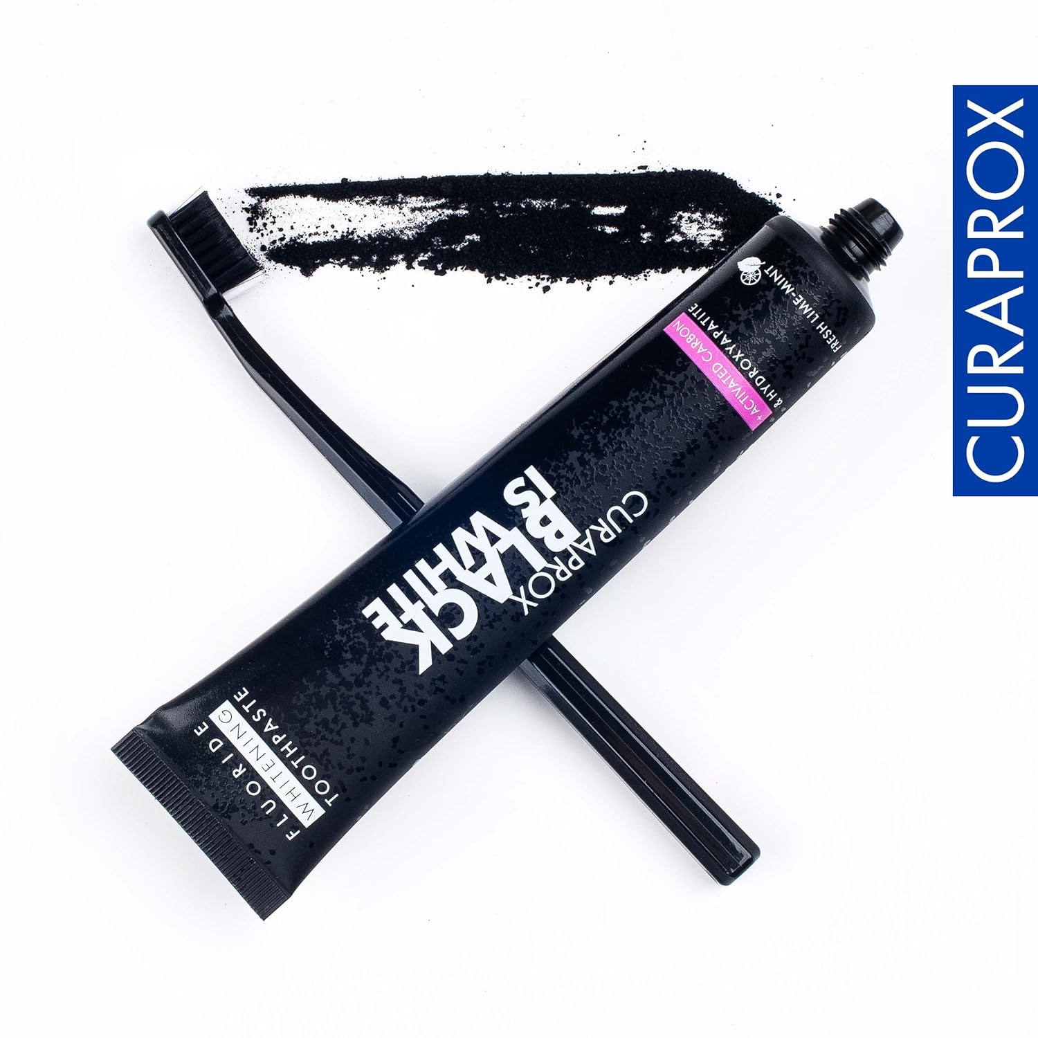 Curaprox toothbrush with black toothpaste