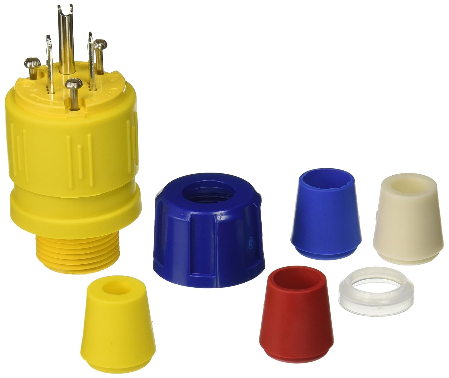 Ericson 1510-PG Plug, Perma-Grip, NEMA 5-15, 2 Pole/3 Wire Straight Blade, 15 Amp, 125V, 1 Phase, Safety Yellow