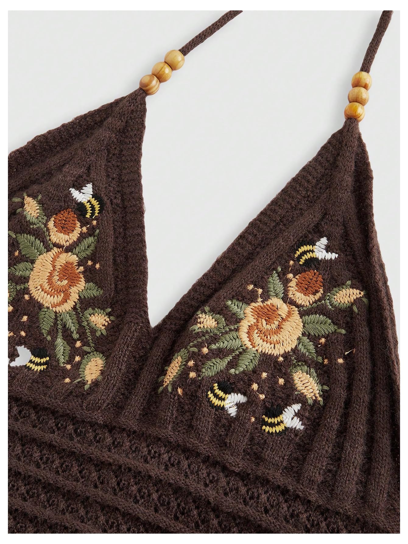 Verdusa Women's Y2k Tops Nashville Outfits Boho Gothic Clothes Halter Top Festival Western Cowgirl Shirts: X-Large Floral Brown