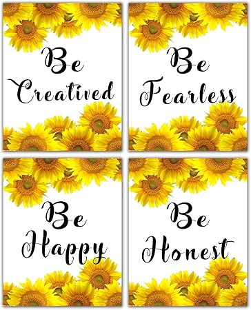 amazon com inspirational wall art motivational posters home office decor positive quotes picture country print teen girls living room bathroom bedroom decoration sunflower wall decor sayings unframed 8x10inch posters prints