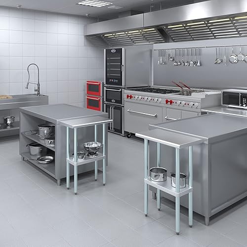 Vista 475 de AmGood Mesa de trabajo de acero inoxidable de 18 pulgadas x 36 pulgadas Mesa de preparación de alimentos de cocina de metal NSF
