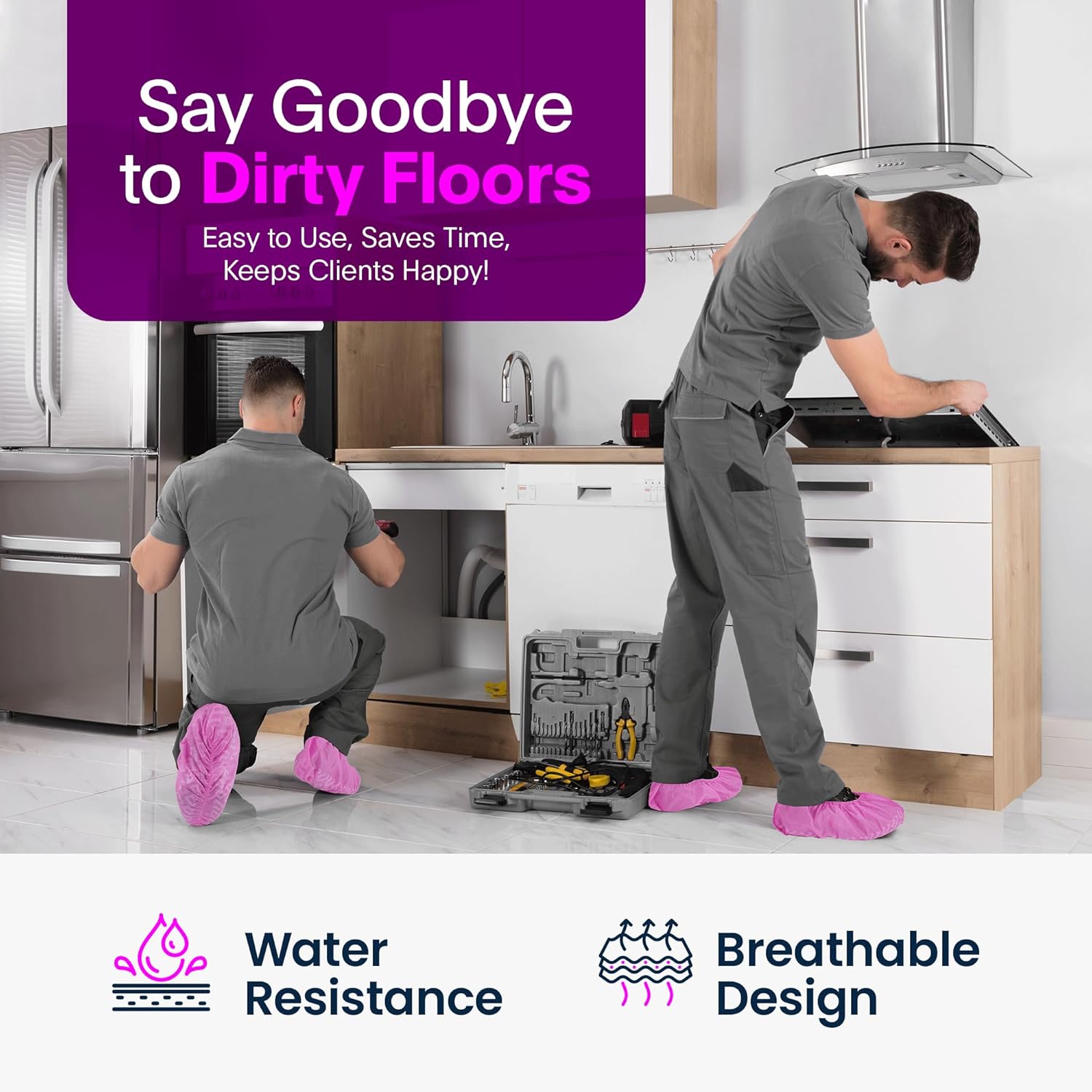 Premium Disposable Boot & Shoe Covers Booties | 100 Pack | Durable, Non-Slip, Non-Toxic, Water Resistant, Recyclable Protectors for Indoor & Outdoor | Large Size Fits Most Shoes - Image 6