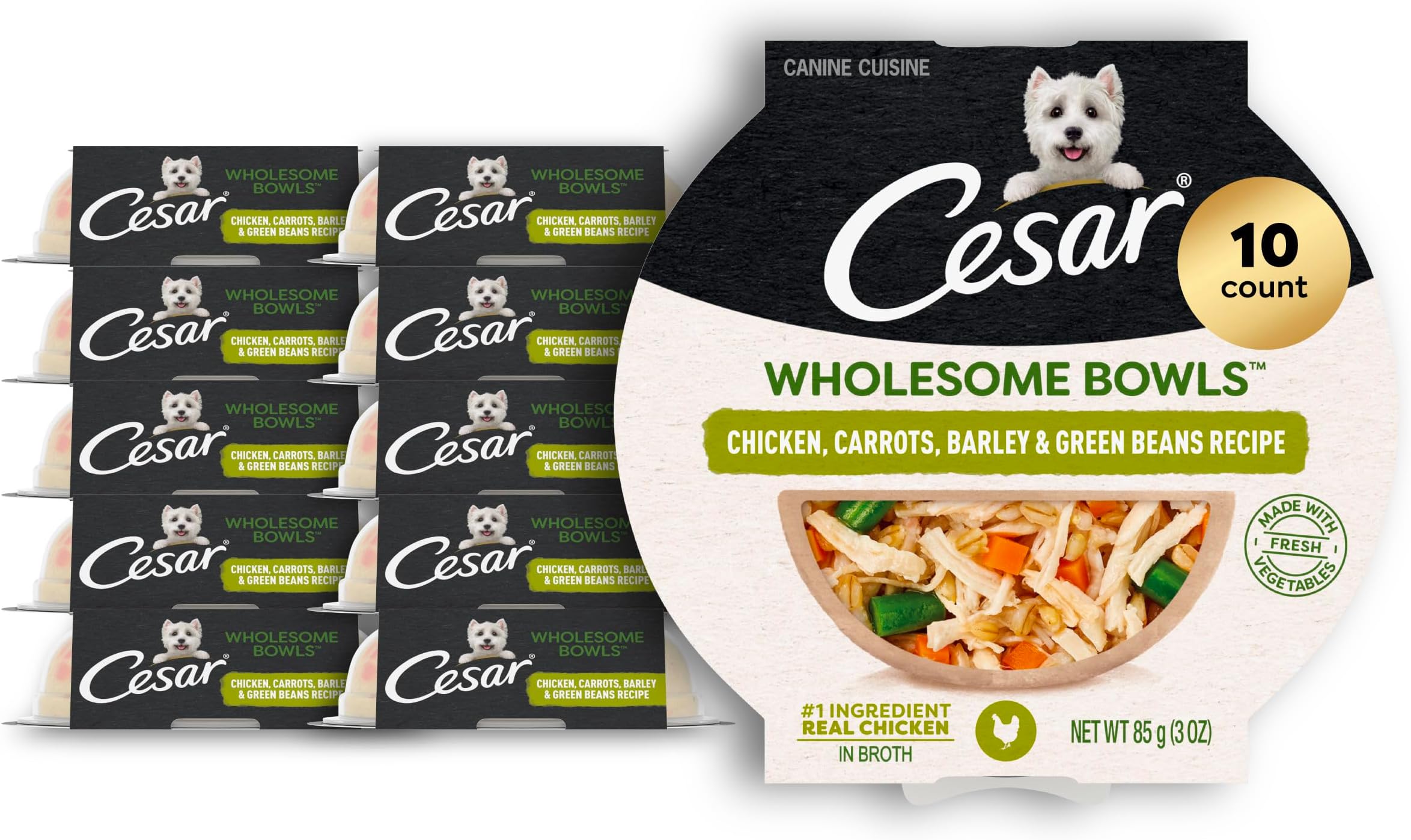 Wholesome Bowls Wet Dog Food, Chicken & Green Beans, 3 oz, 10 Count