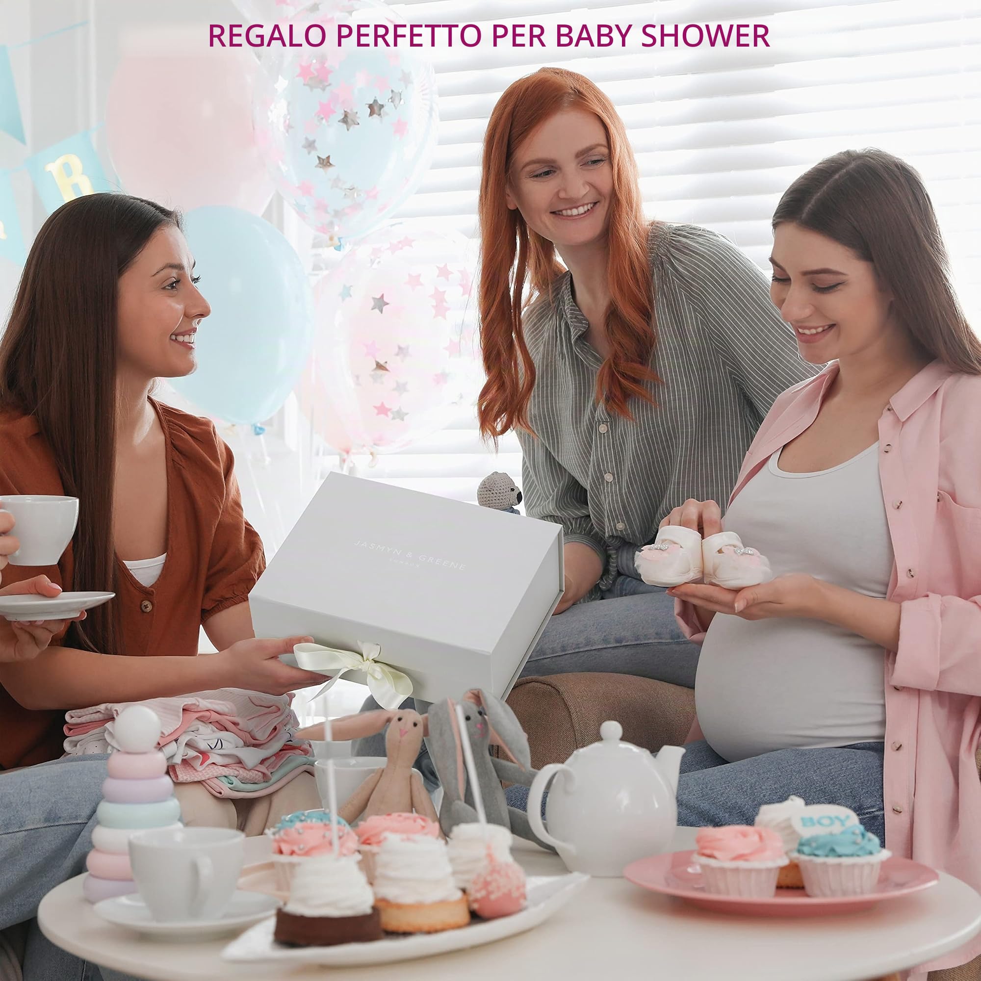 Jasmyn & Greene Cesto Regalo per la Mamma - 9 Essenziali di Lusso per Baby Shower e Neonato. Regalo per Donne in Gravidanza Con Lavanda