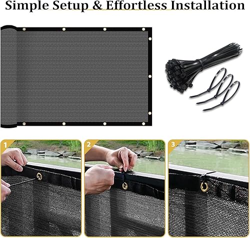 Miniatura 4 de Shade&Beyond Rejilla de privacidad para valla de 5 x 50 pies, color negro, resistente de 150 GSM, cubierta de red para pared, jardín, patio,