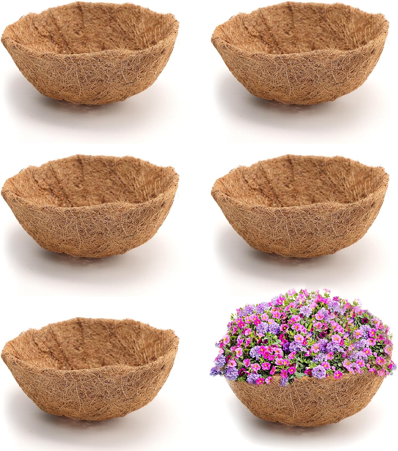 6 Pieces 8 Inch Round Coco Liners Hanging Basket