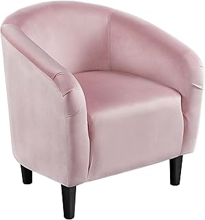 Yaheetech Accent Barrel Chair, Boucle Fabric Club Chair, Furry Sherpa El...