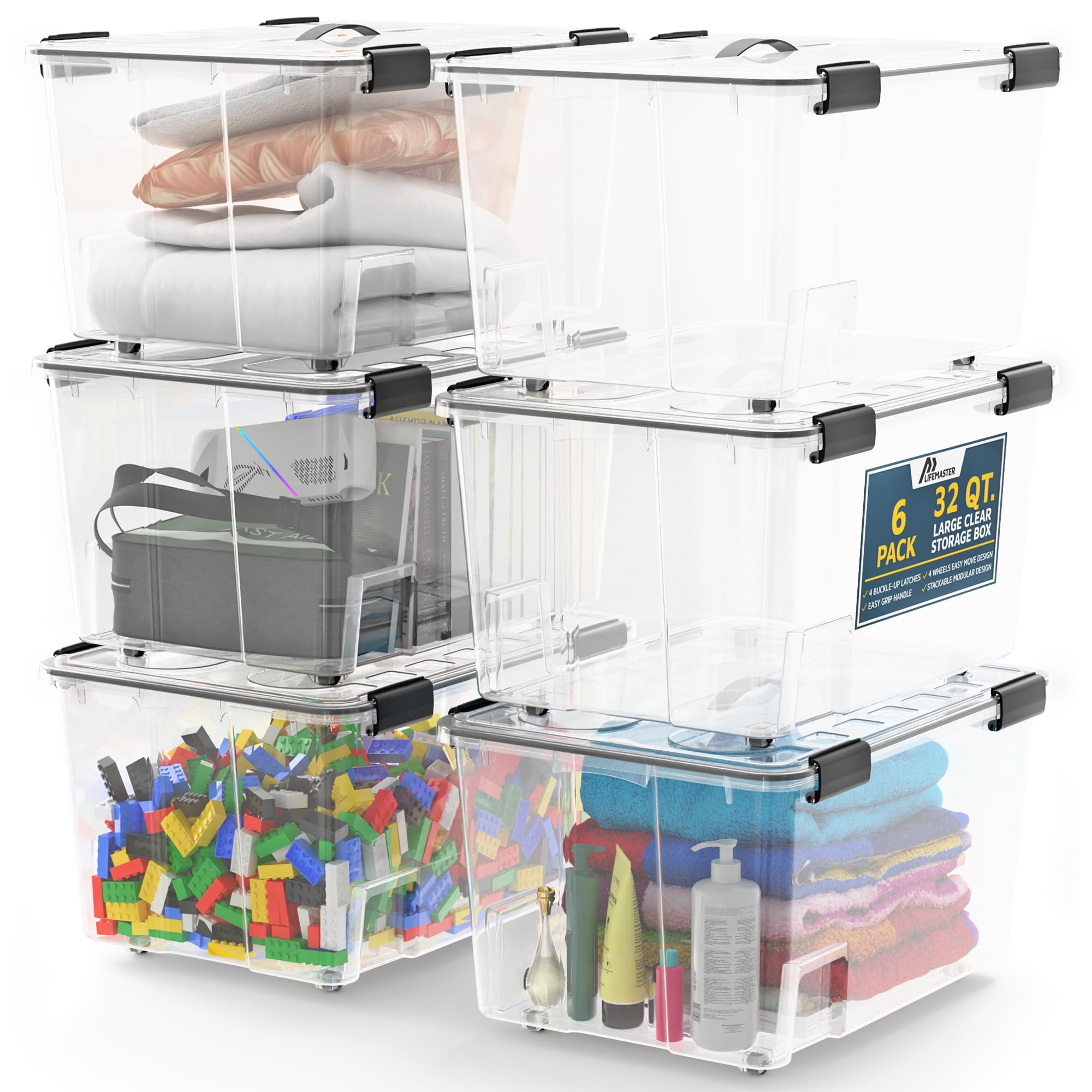 Stackable Boxe Dive Snapklik.com : Lifemaster Stackable Storage Box Set - 6 Pieces 32 ...
