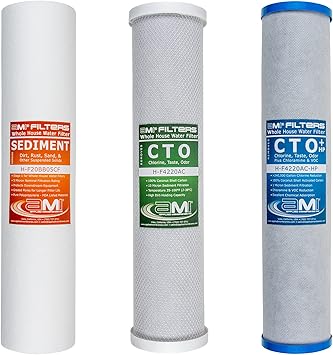 Applied Membranes Inc. 3-Stage Whole-House Water Filter Cartridge Replacements, 20-Inch Carbon and Sediment Filter Cartridges