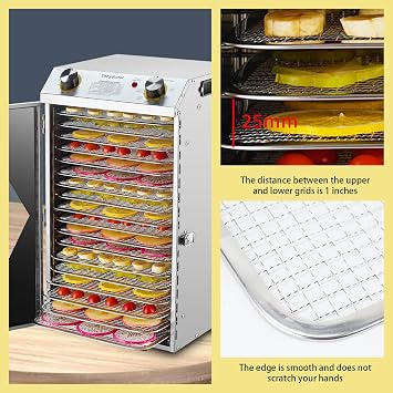 Commercial Freeze Dryer Machine for Food - 6-18 Layers Dehydrator with Timer Control & 30-90C Temp Range - Ideal for Jerky, Fruits, Vegetables, Meat & Herbs