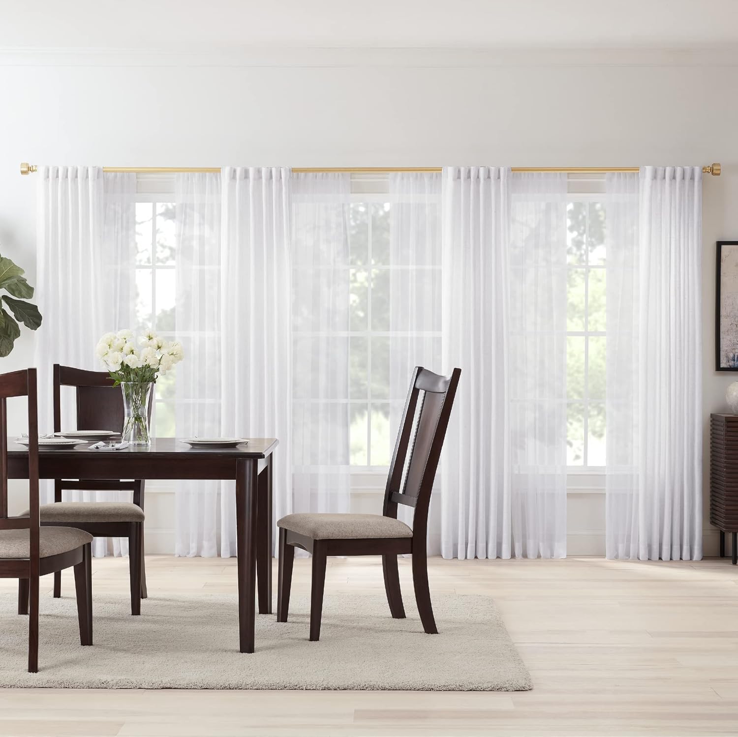 MODE Premium Collection Double Curtain Rod Set (1 1/8" Front Rod and 5/8" Back Rod) with Mod Doorknob Curtain Rod Finials, Wall Mounted Adjustable Curtain Rod, Fits 144” to 240” Windows, Brushed Gold