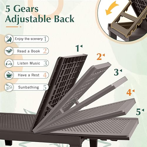 Miniatura 4 de GUNJI Sillas de salón para patio exterior impermeables (marrón)