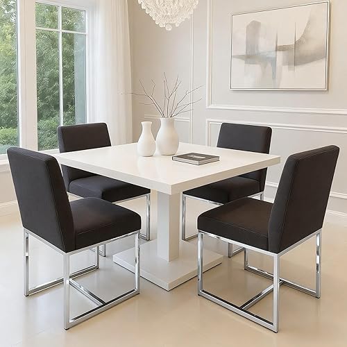 Miniatura 10 de HNY Juego de 2 sillas de cocina y comedor, sillas de comedor modernas de tela de lino de mediados de siglo, sillas de comedor tapizadas con marco de