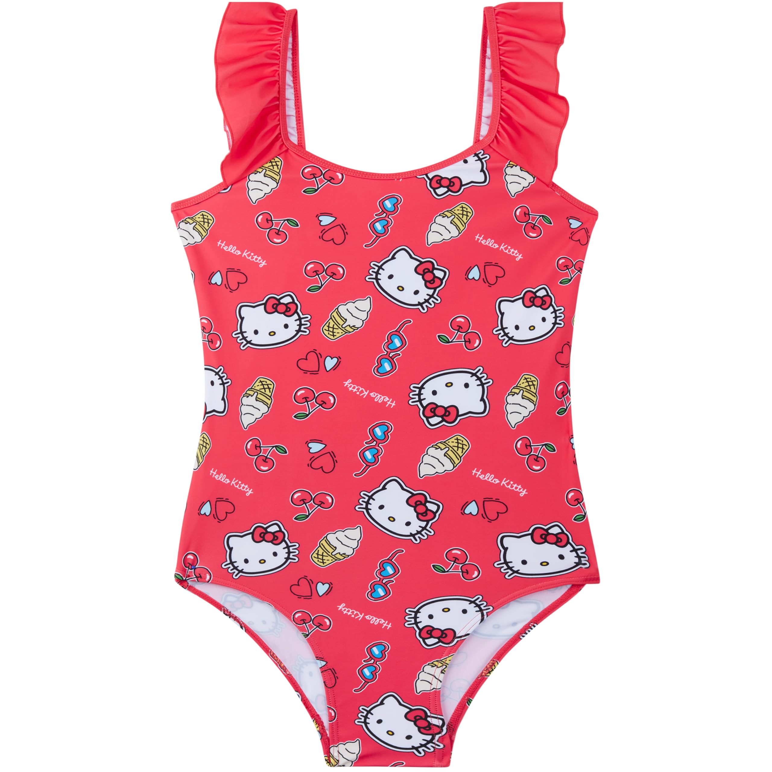 Hello Kitty Sanrio | Disney Stitch Bañador Niña UPF 50+, Bañadores Una Pieza con Volantes, Traje de Baño Verano Piscina Playa