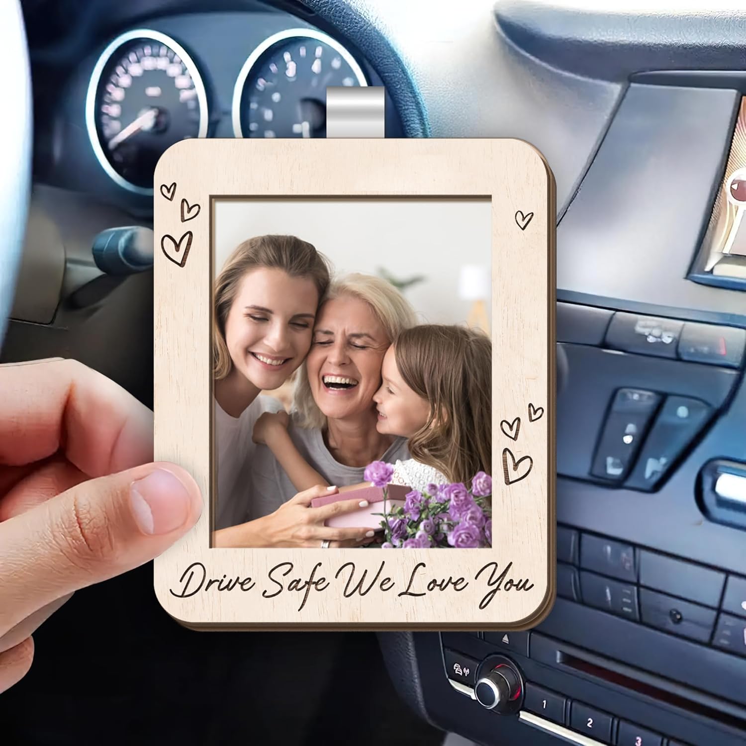 Hyturtle Drive Safe We Love You Visor Clip, Car Visor Picture Frame, Drive Safe Visor Clip For Him Her, Picture Frame For Car, Unique Drive Safe Gift for Family, Friends, and Loved Ones - Image 3