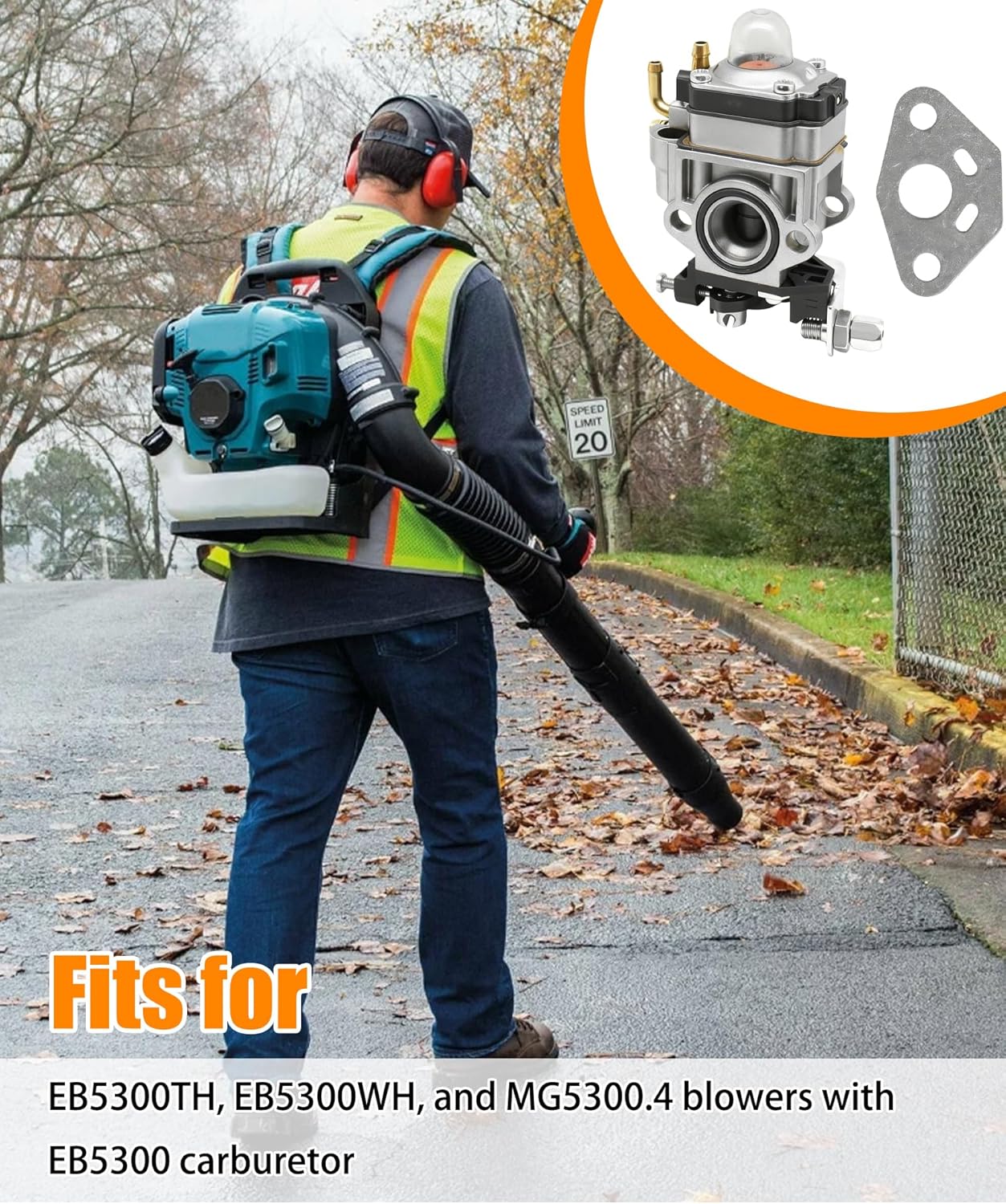 161517-9 Carburetor Fits for Makita EB5300TH, EB5300WH, and MG5300.4 Leaf Blowers