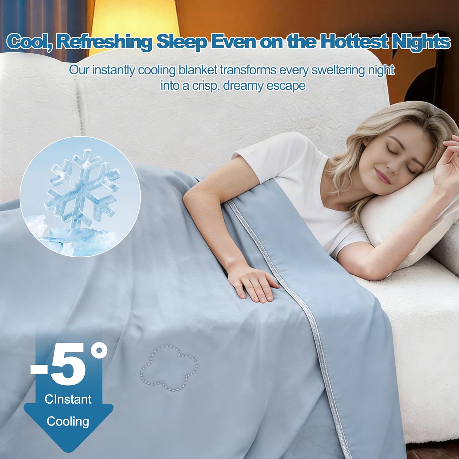 Lightweight Summer Blanket for Hot Sleepers, Throw(50" x 70") Double-Sided Keep Body Cool,Silky Soft Fabric, Highly Breathable Thin Blanket for Warm Nights & Daily Use