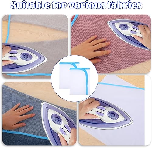 Miniatura 6 de Paquete de 2 paños de prensado para planchar, paño de malla abrasadora, protector de planchado para coser y planchar, protector de tela de hierro,