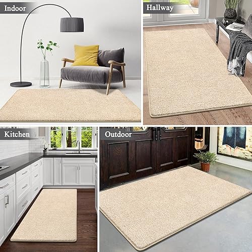 Miniatura 6 de HEBE Tapete para interiores y exteriores, 32 x 48 pulgadas, suave, absorbente, para puerta delantera, de perfil bajo, tapetes de entrada para